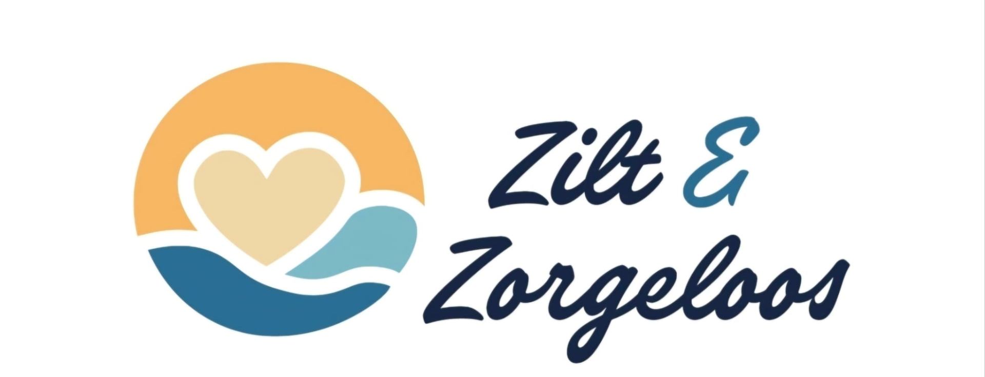 Logo van Zilt & Zorgeloos: een zon met een hart en een golf boven de bedrijfsnaam